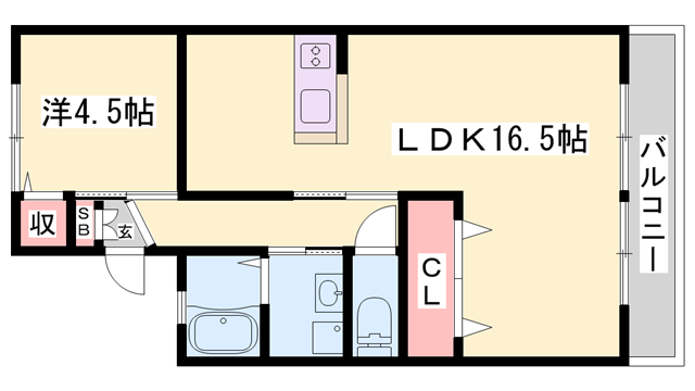 タデノハイツ(1LDK/1階)の間取り写真