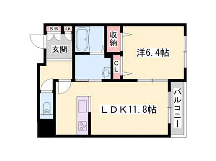 リメインらかん W棟・S棟・E棟(1LDK/2階)の間取り写真