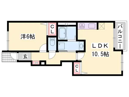 ジェネロシティーΑ(1LDK/1階)の間取り写真