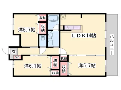 エル グラン コウショウ(3LDK/5階)の間取り写真