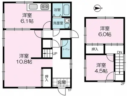 赤穂線 西相生駅 徒歩20分 2階建 築52年(2LDK)の間取り写真