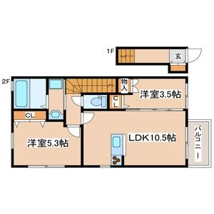 メゾン ベターデイズ(2LDK/2階)の間取り写真