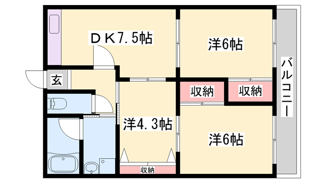 グレイス姫路(3DK/5階)の間取り写真