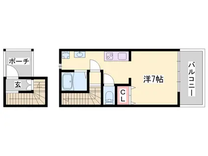 神戸電鉄粟生線 志染駅 徒歩5分 2階建 築19年(1K/1階)の間取り写真