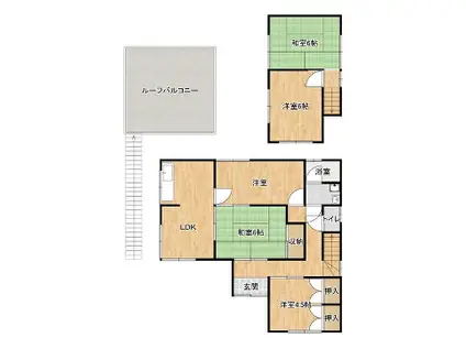 山陽本線 網干駅 徒歩34分 2階建 築49年(5LDK)の間取り写真