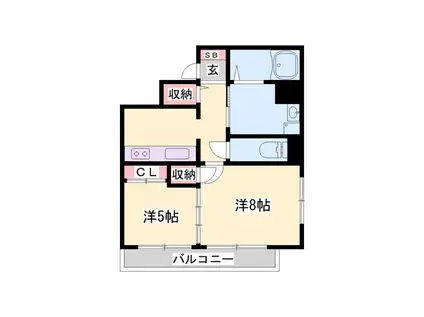 マンション西駅前(1DK/5階)の間取り写真