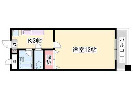 ヴィラ・ソレイユ(1K/2階)の間取り写真