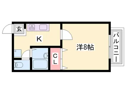 シャトーブルー(1K/1階)の間取り写真