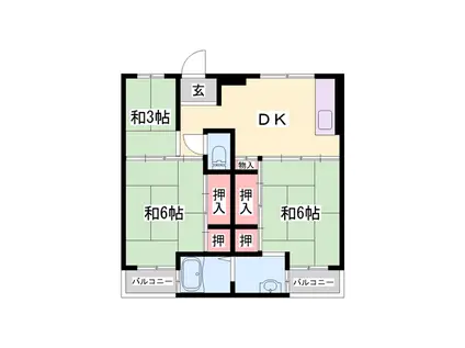 ビレッジハウス野村(3DK/4階)の間取り写真