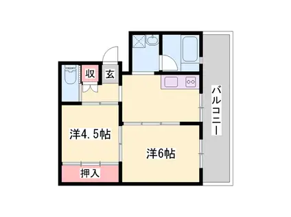 ビレッジハウス福崎(2DK/3階)の間取り写真