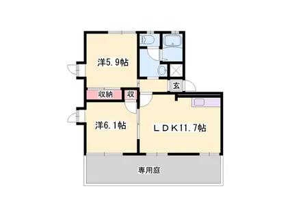 プリミエール一色(2LDK/1階)の間取り写真