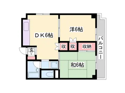 ベル・フィオーレ高砂朝日町(2DK/2階)の間取り写真