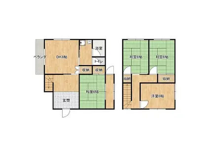 姫新線 播磨高岡駅 徒歩9分 2階建 築50年(4DK)の間取り写真