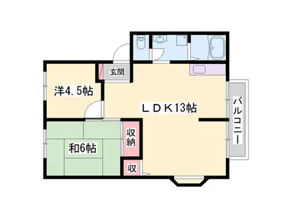 サンビレッジ(2LDK/1階)の間取り写真
