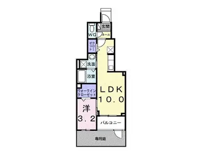 アンサードリーム加古川(1LDK/1階)の間取り写真