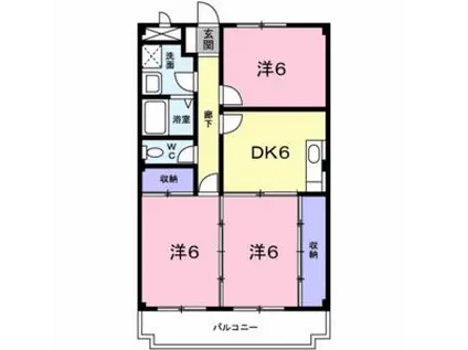 ハイツ山手(3DK/3階)の間取り写真