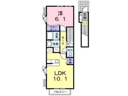 ハーベストスクエア壱番館(1LDK/1階)の間取り写真