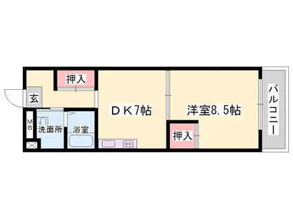 セルジュYS姫路(1DK/3階)の間取り写真