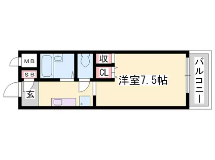 アドバンス城北(1K/1階)の間取り写真