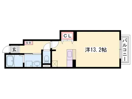 ドゥー・ビエント(1K/1階)の間取り写真