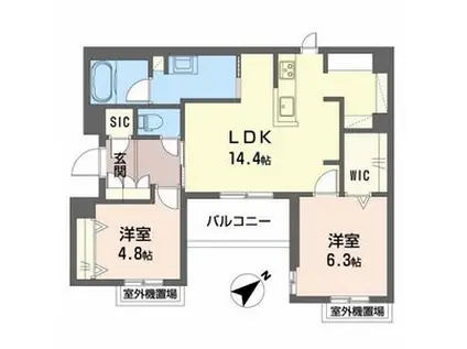 シャーメゾンさくら大久保駅前(2LDK/4階)の間取り写真