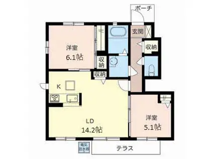 シーサイドビラ5(2LDK/1階)の間取り写真