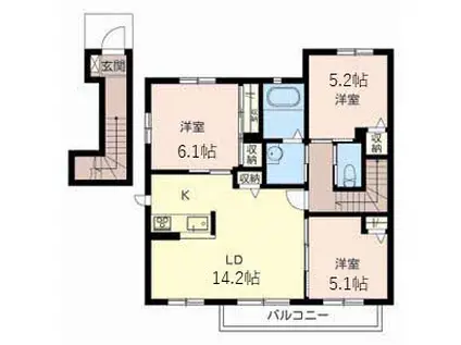 シーサイドビラ5(3LDK/2階)の間取り写真