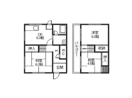 山陽本線 東加古川駅 徒歩13分 2階建 築50年(3DK)の間取り写真