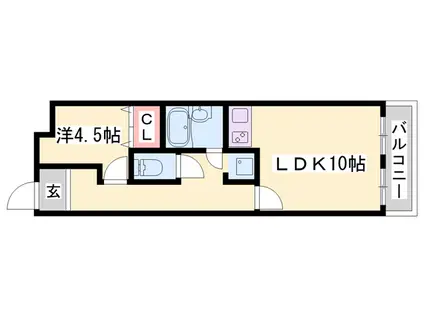 リゾティ英賀保(1LDK/3階)の間取り写真