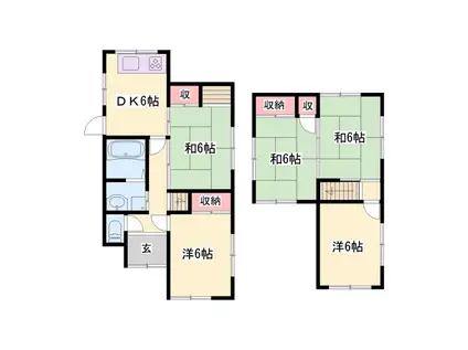 加古川線 西脇市駅 徒歩20分 2階建 築47年(5DK)の間取り写真