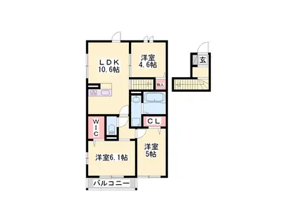 D-ROOM高丘(3LDK/2階)の間取り写真
