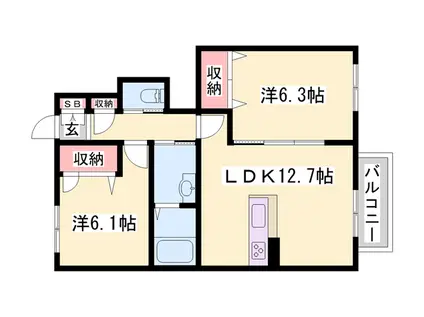グランコンフォール(2LDK/1階)の間取り写真
