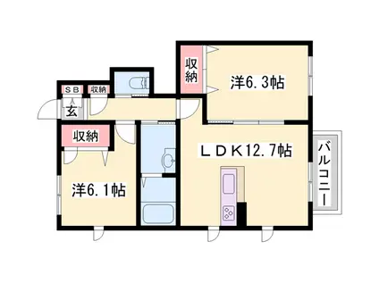 グランコンフォール(2LDK/1階)の間取り写真