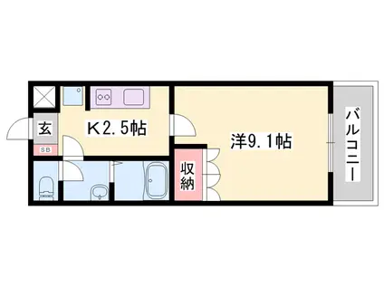 サンクフルHINO(1K/2階)の間取り写真