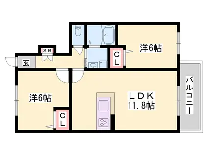 GREEN CITY Ⅲ(2LDK/1階)の間取り写真