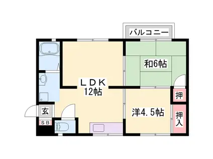 エムハイツA(2LDK/2階)の間取り写真