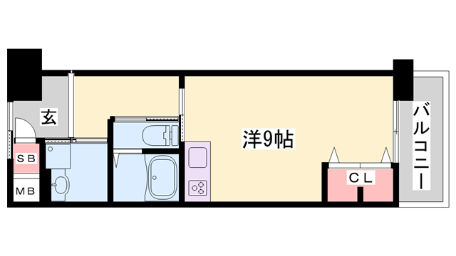 エイジングコート姫路(ワンルーム/9階)の間取り写真