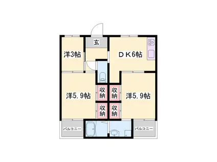 ビレッジハウス野村(3DK/1階)の間取り写真