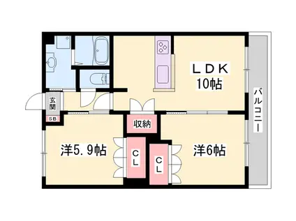 ファミールハイム(2LDK/1階)の間取り写真