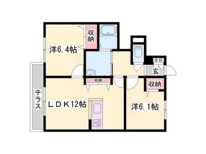 カーザ ボニータ(2LDK/1階)の間取り写真