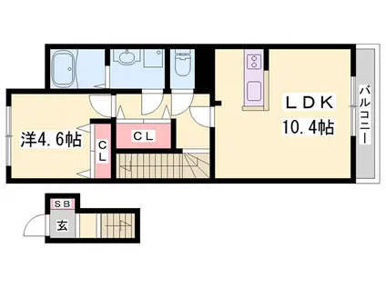 グランディール(1LDK/2階)の間取り写真