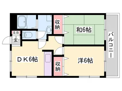 ゼクセル(2DK/3階)の間取り写真