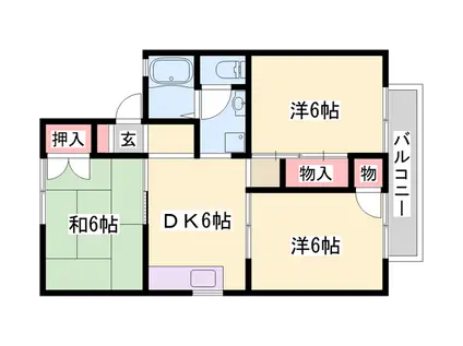 ローゼンハイムD(3DK/2階)の間取り写真