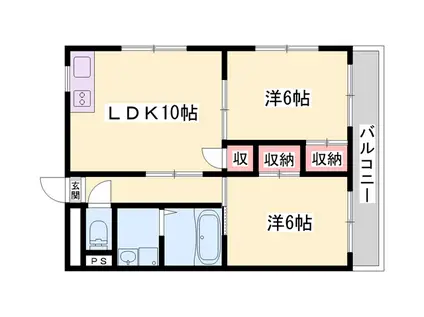 ピュア東姫路(2LDK/2階)の間取り写真