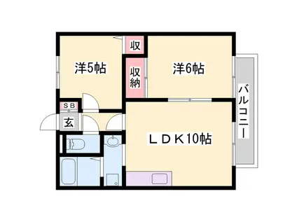 アークサキノミヤB(2LDK/2階)の間取り写真