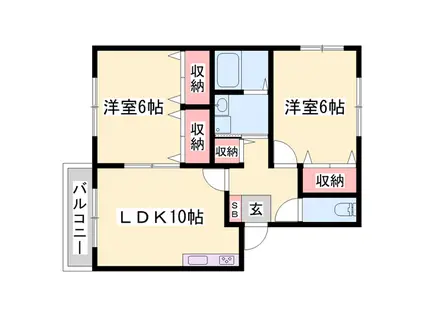 パインハイアット(2LDK/2階)の間取り写真