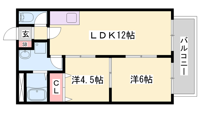 アメニティ六番館(2LDK/2階)の間取り写真
