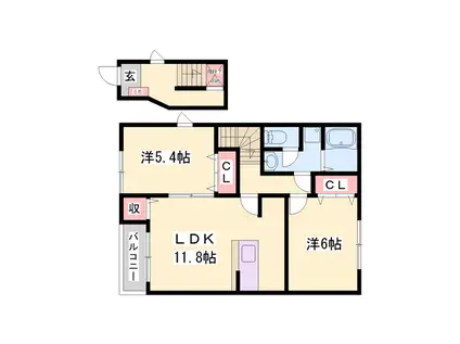 ラグーナ(2LDK/2階)の間取り写真