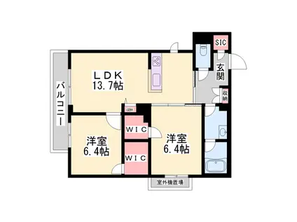 シャーメゾンTAMBA(2LDK/3階)の間取り写真