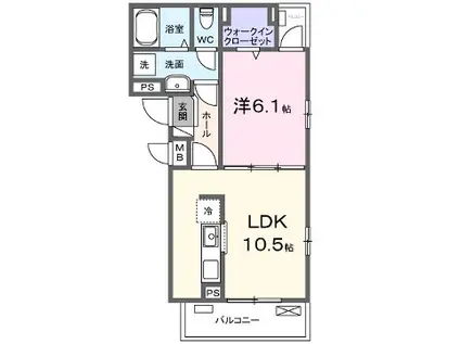 SUNLIT 三木(1LDK/2階)の間取り写真